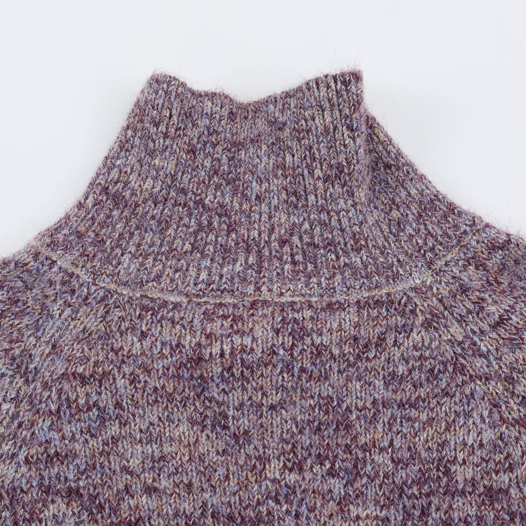 Damen Grobgestrickter Cardigan mit hohem Rollkragen und durchgehender Knopfleiste Echoarchiv