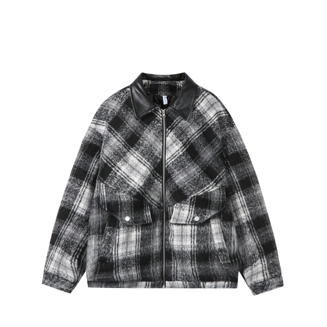 Unisex Boxy-Kurzblouson im Overshirt-Stil mit Kunstlederkragen und aufgesetzten Pattentaschen Echoarchiv