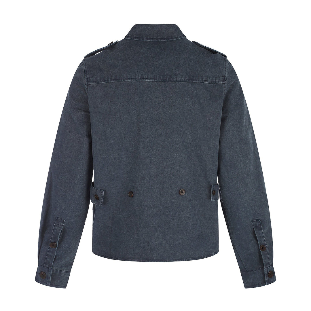 Herren Hemdjacke aus gewaschenem Denim mit Pattentaschen und Schulterklappen Echoarchiv