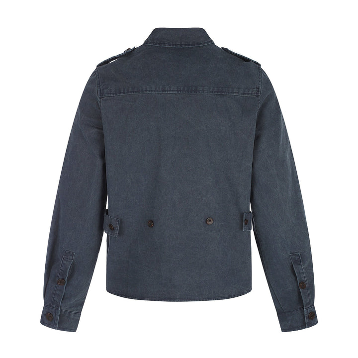 Herren Hemdjacke aus gewaschenem Denim mit Pattentaschen und Schulterklappen Echoarchiv