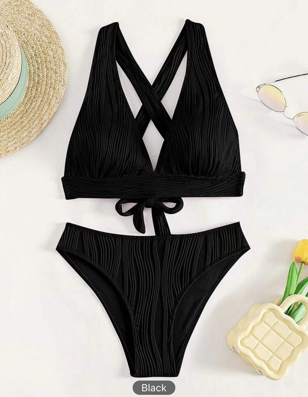 Damen Bikini-Set mit modernem Wickeldesign und geschmackvollen Rippendetails Echo Archiv