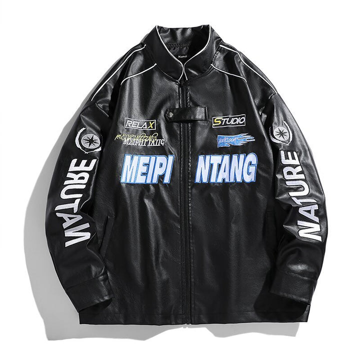 Herren gestickte Utility-Trainingsjacke im Racing‑Look mit Stehkragen Echo Archiv
