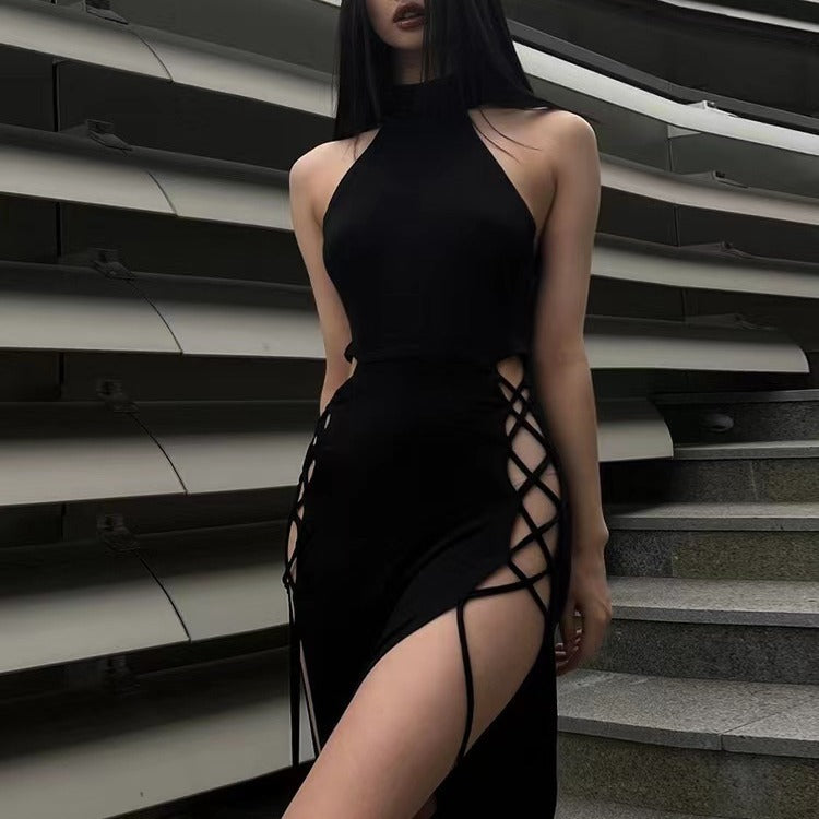 Damen Cut-Out Maxikleid mit seitlichen Schnürdetails und figurbetontem Schnitt Echo Archiv