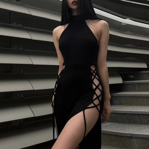 Damen Cut-Out Maxikleid mit seitlichen Schnürdetails und figurbetontem Schnitt Echo Archiv