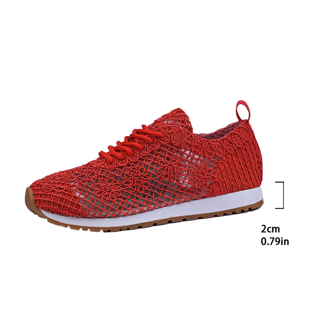 Damen nan atmungsaktive Strick-Run-Sneaker mit gehäkeltem Obermaterial, gepolstertem Komfortfußbett und rutschfester Gummilaufsohle Echo Archiv