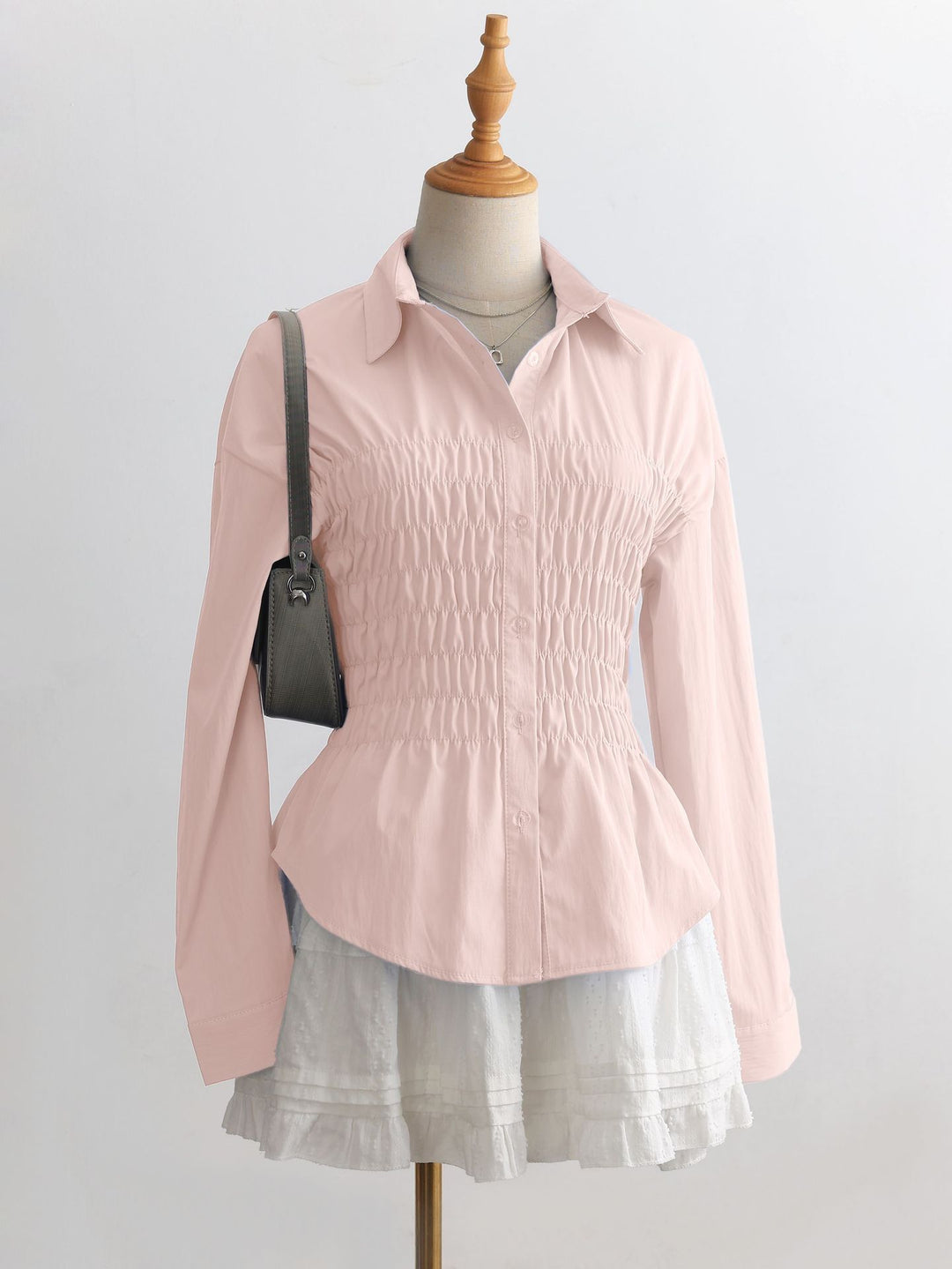 Damen nan taillierte Hemdbluse mit geraffter Brustpartie und Schößchen Echo Archiv
