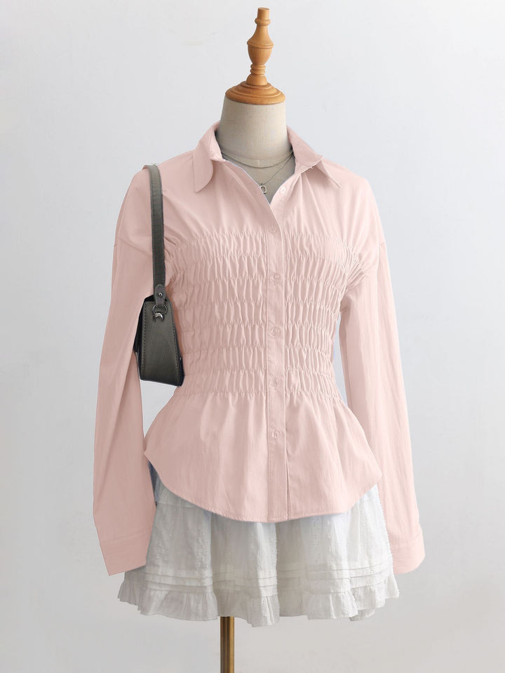 Damen nan taillierte Hemdbluse mit geraffter Brustpartie und Schößchen Echo Archiv