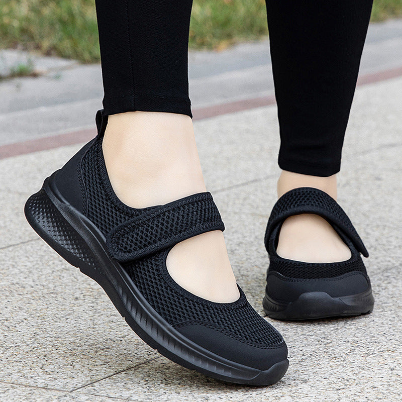 Damen nan Klett-Riemen-Sneaker im Ballerina-Stil mit atmungsaktivem Meshoberteil und flexibler Leichtsohle Echo Archiv