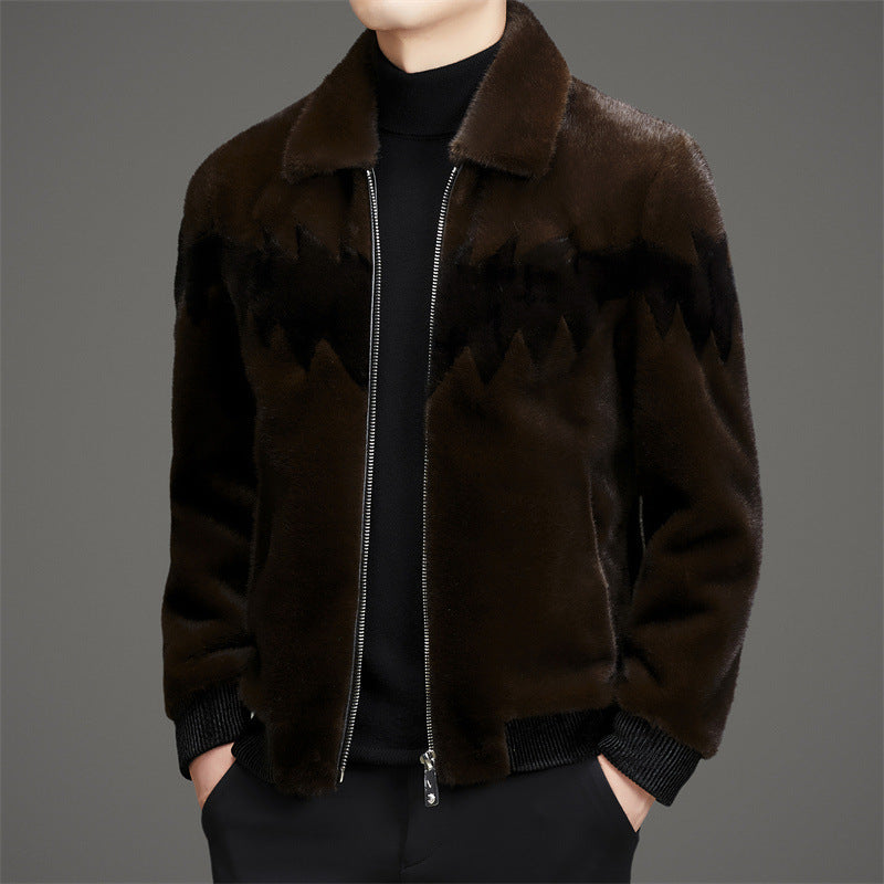 Herren modische samtige Bomberjacke mit geometrischem Muster Echoarchiv
