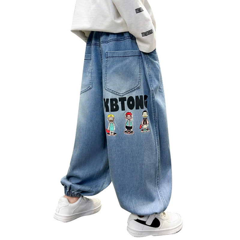 Unisex lässige Jeans mit bunten Stickereien Echo Archiv
