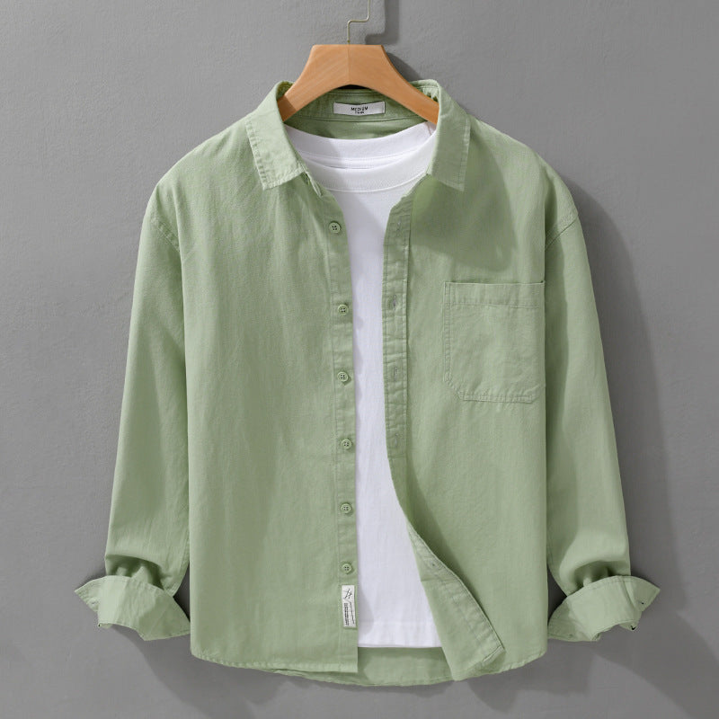 Herren Hemdjacken-Overshirt aus softem Baumwoll-Twill mit Relaxed-Fit und aufgesetzter Brusttasche Echoarchiv