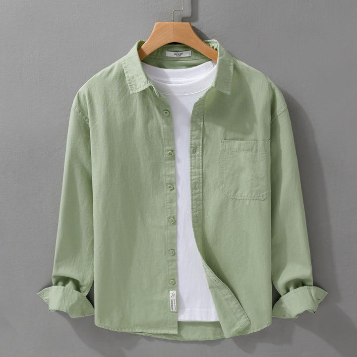 Herren Hemdjacken-Overshirt aus softem Baumwoll-Twill mit Relaxed-Fit und aufgesetzter Brusttasche Echoarchiv