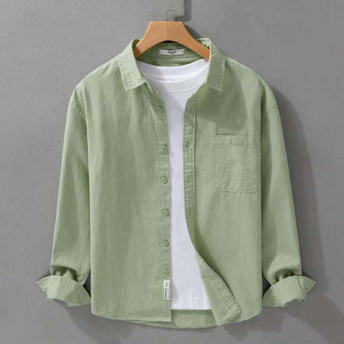 Herren Hemdjacken-Overshirt aus softem Baumwoll-Twill mit Relaxed-Fit und aufgesetzter Brusttasche Echoarchiv
