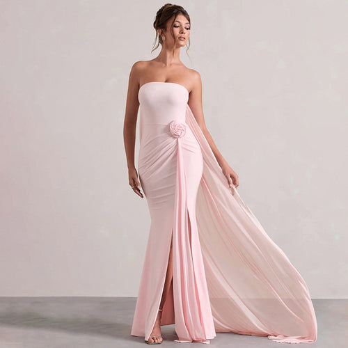 Damen Strapless Abendkleid mit schicker Drapierung und verführerischem Schlitz Echo Archiv