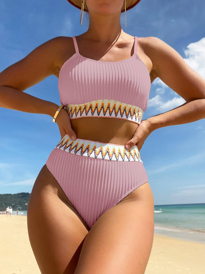 Damen Hochtaillierter Bikini mit geometrischem Muster Echo Archiv