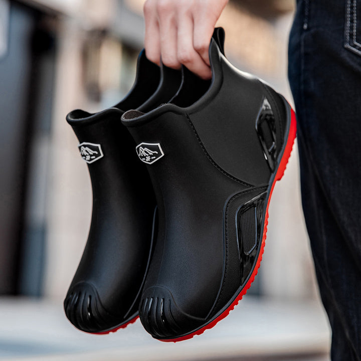 Herren Slip-On Kurzschaft-Gummiregenstiefelette mit griffiger Kontrastlaufsohle Echoarhiv – Tavélo