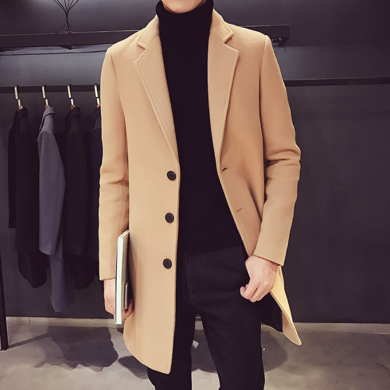 Herren nan eleganter Einreihermantel aus Wollmix mit schmalem Revers und wärmender Innenlage Echo Archiv