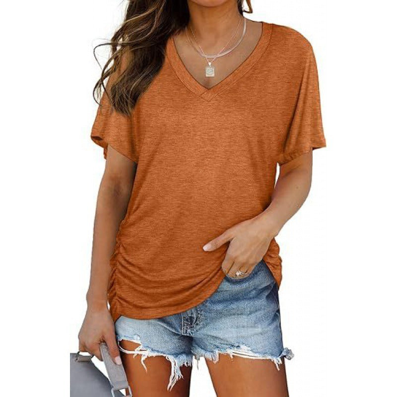 Damen V-Ausschnitt T-Shirt Aus Weichem Single Jersey Echoarchiv