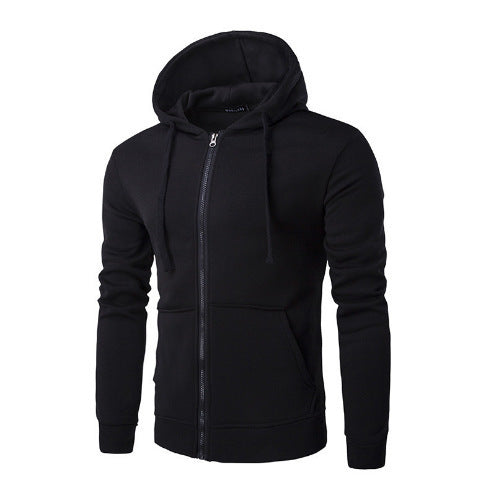 Herren schmal geschnittene Zip-Hoodie Jacke mit weichem Fleece-Innenfutter und Kängurutaschen – Cavarno