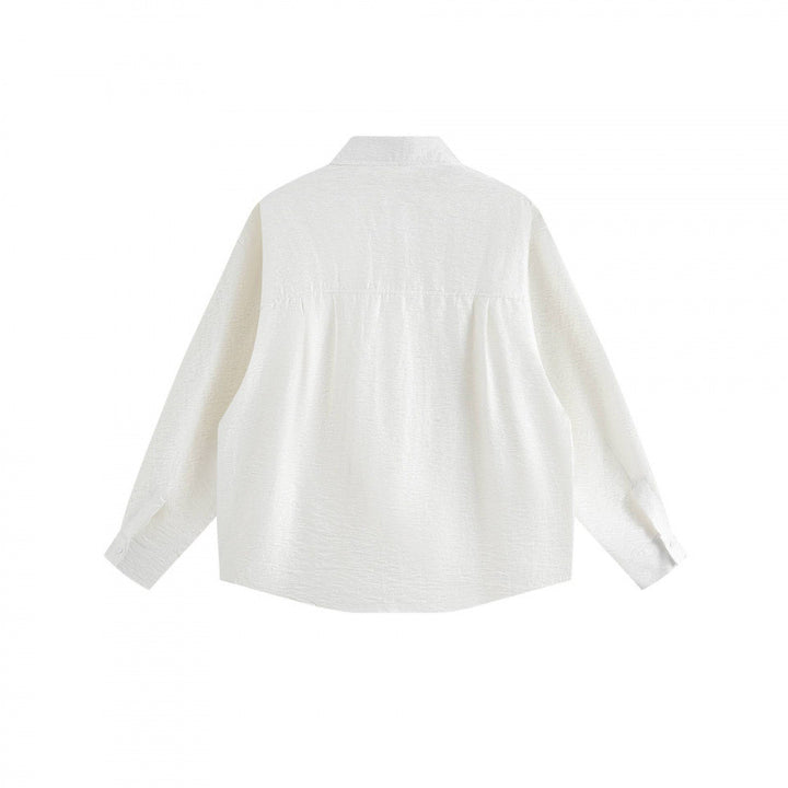 Damen Oversize-Texturiertes Hemd mit verdeckter Knopfleiste und kastiger Silhouette Echo Archiv