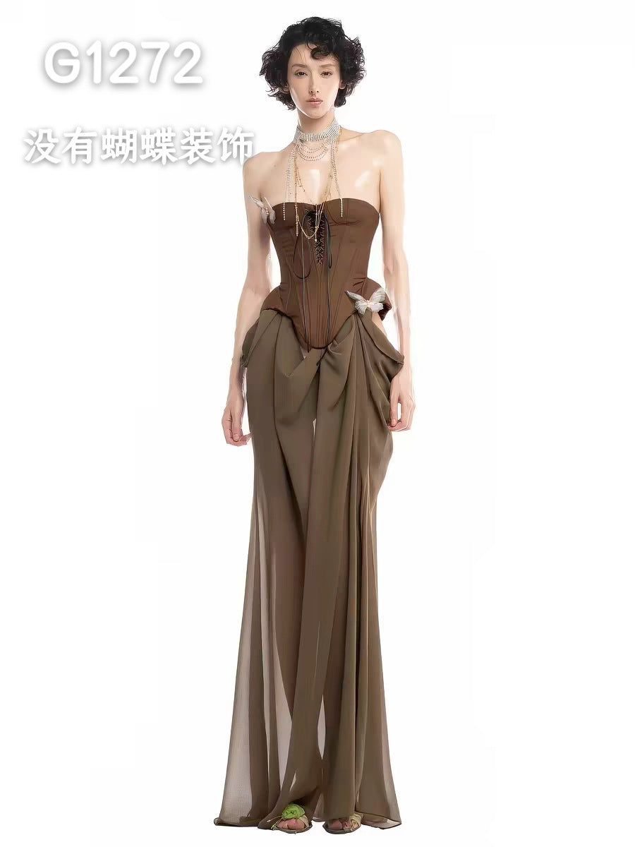 Damen Elegante Corsage-Bluse mit transparenten Ärmeln Echo Archiv