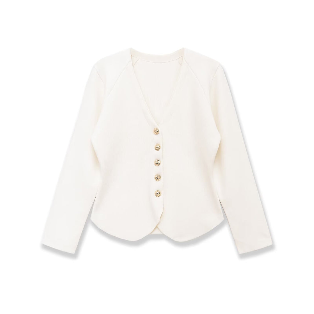 Damen Taillierter Rippstrick-Blazer-Cardigan mit V‑Ausschnitt und Zierknöpfen Echo Archiv