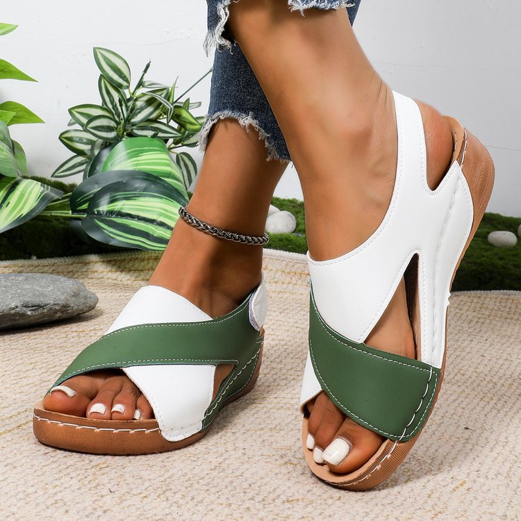 Damen Cross‑Riemen Komfort‑Sandalen mit Klettverschluss – Sorelia