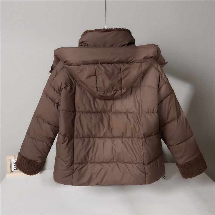 Damen nan kurze wattierte Jacke mit hochschließendem Teddykragen, Fleece-Innenfutter und verstellbarem Saum Echo Archiv