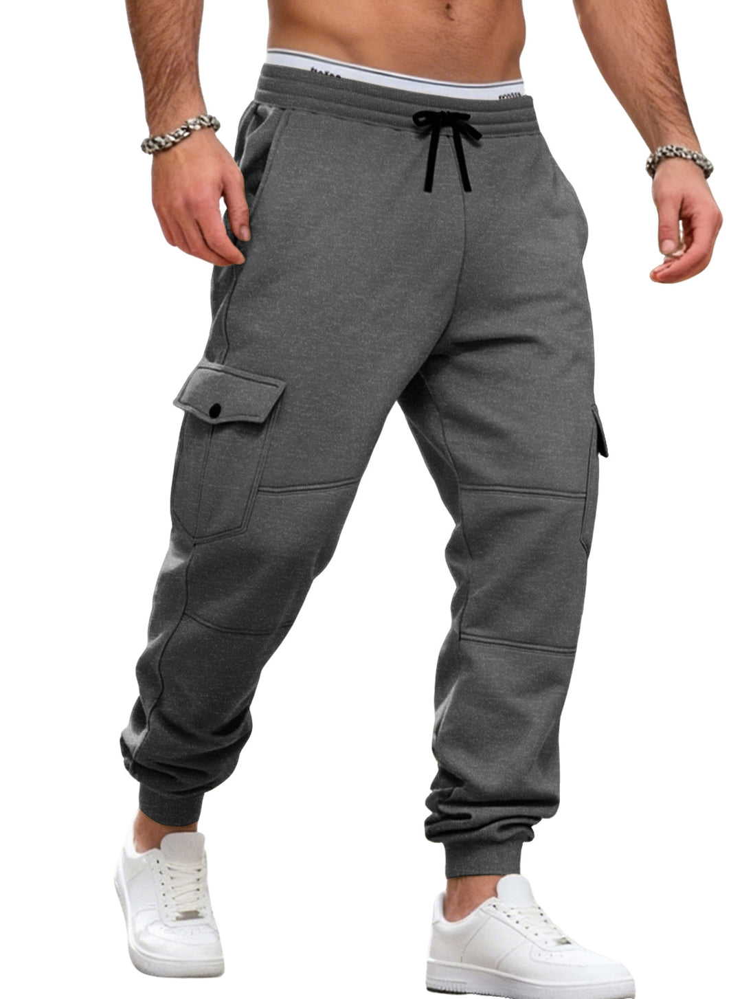 Herren nan sportive Jogginghose mit Cargotaschen Kordelzug und geripptem Knöchelsaum Echo Archiv