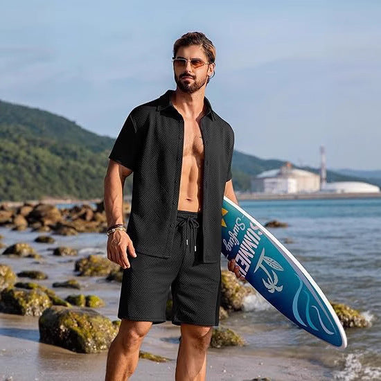 Herren lässiges Strandhemd und Shorts Set mit atmungsaktivem Material Echoarchiv