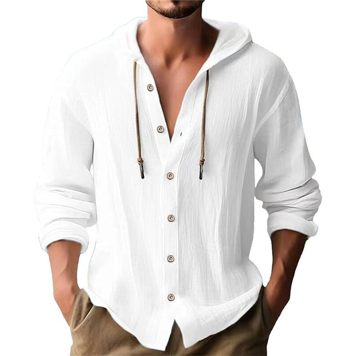 Herren lässiges Kapuzenshirt mit Knopfleiste Echoarchiv