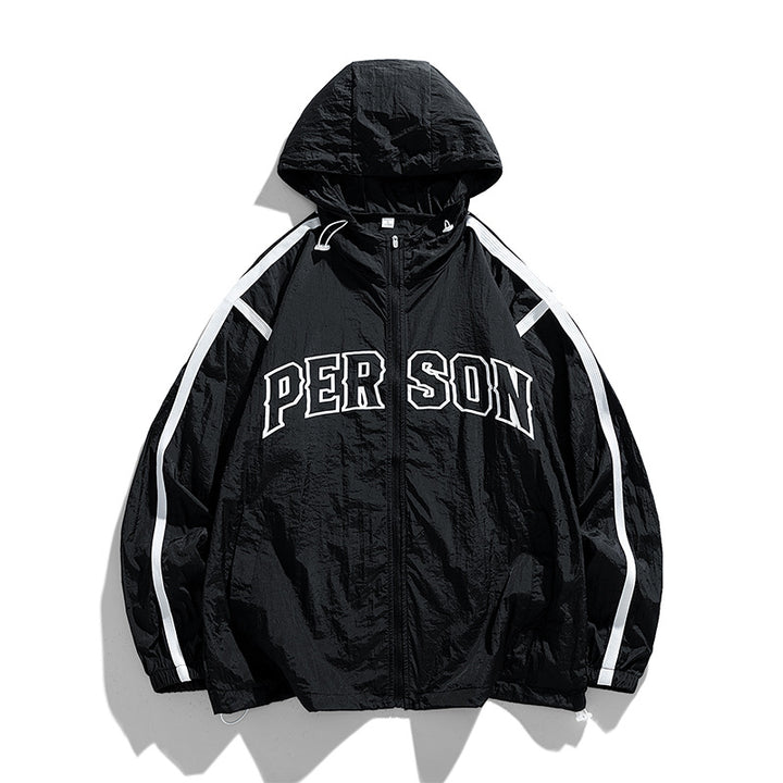 Herren lässige Windbreaker-Jacke mit verstellbarer Kapuze Echoarchiv