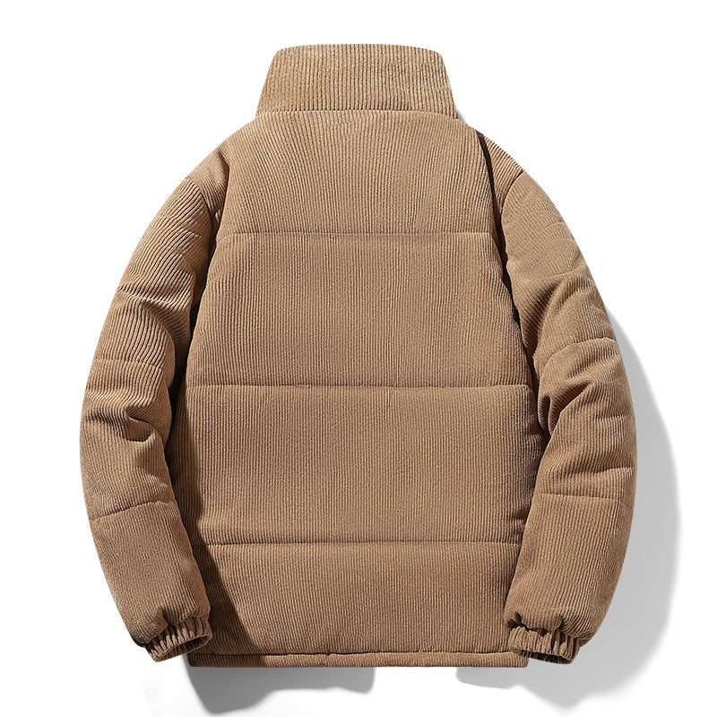 Herren gesteppte Cordjacke mit hohem Stehkragen, warmer Füllung und Reißverschlusstaschen – Taviero
