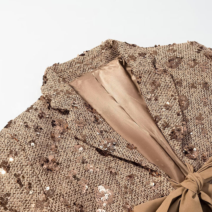 Damen Pailletten-Tweedjacke mit dekorativem Schleifenverschluss Echo Archiv
