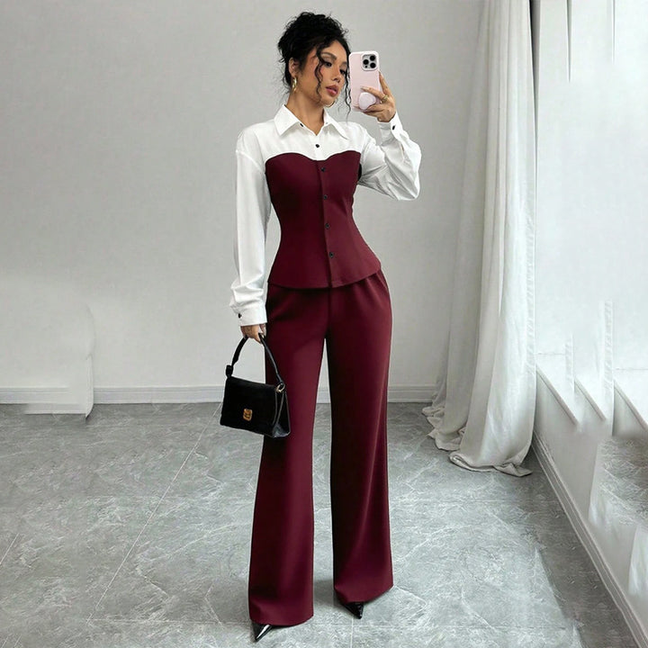 Damen Eleganter Blazer mit hochgeschnittenem Hosenanzug Echo Archiv
