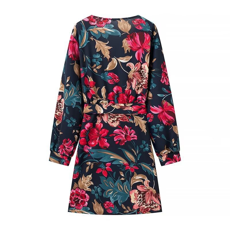 Damen Wickel‑Minikleid mit floralem Alloverprint, V‑Ausschnitt und Taillenband Echo Archiv