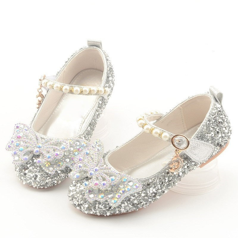 Mädchen Glitzernde Ballerinas mit filigranen Schleifenapplikationen Echo Archiv