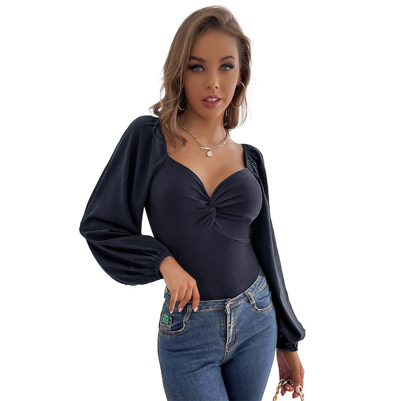 Damen Eleganter Bodys mit Puffärmeln Echo Archiv