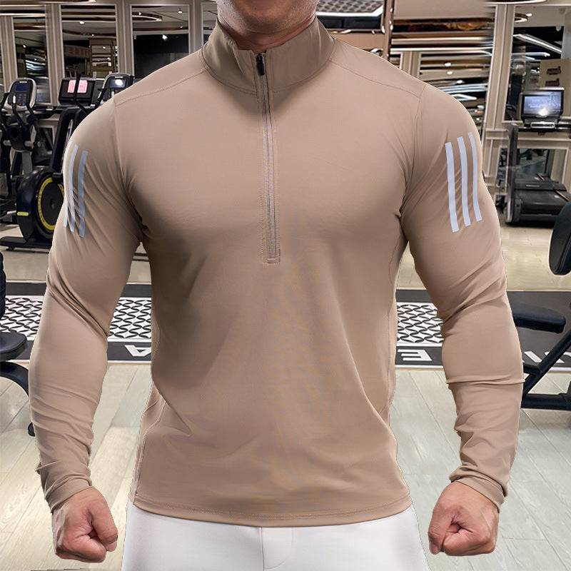 Herren Atmungsaktives Fitness-Oberteil mit kurzem Reißverschluss Echoarchiv