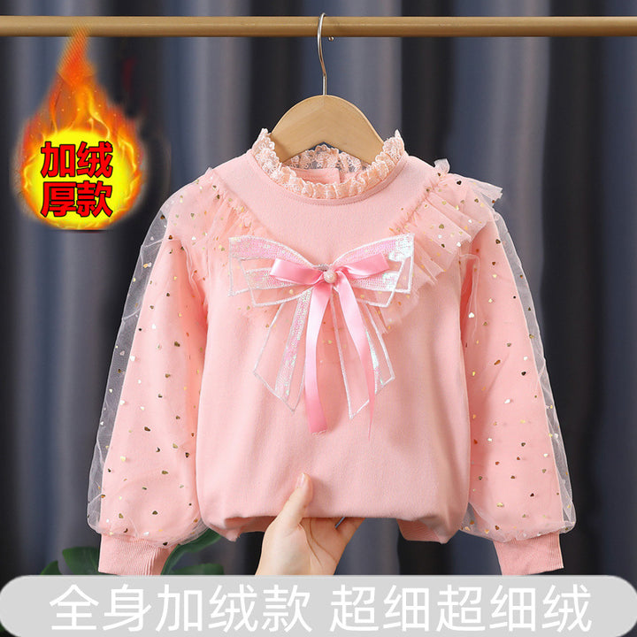 Mädchen modisches Sweatshirt mit dekorativen Tüllärmeln und Schleifendetails Echo Archiv