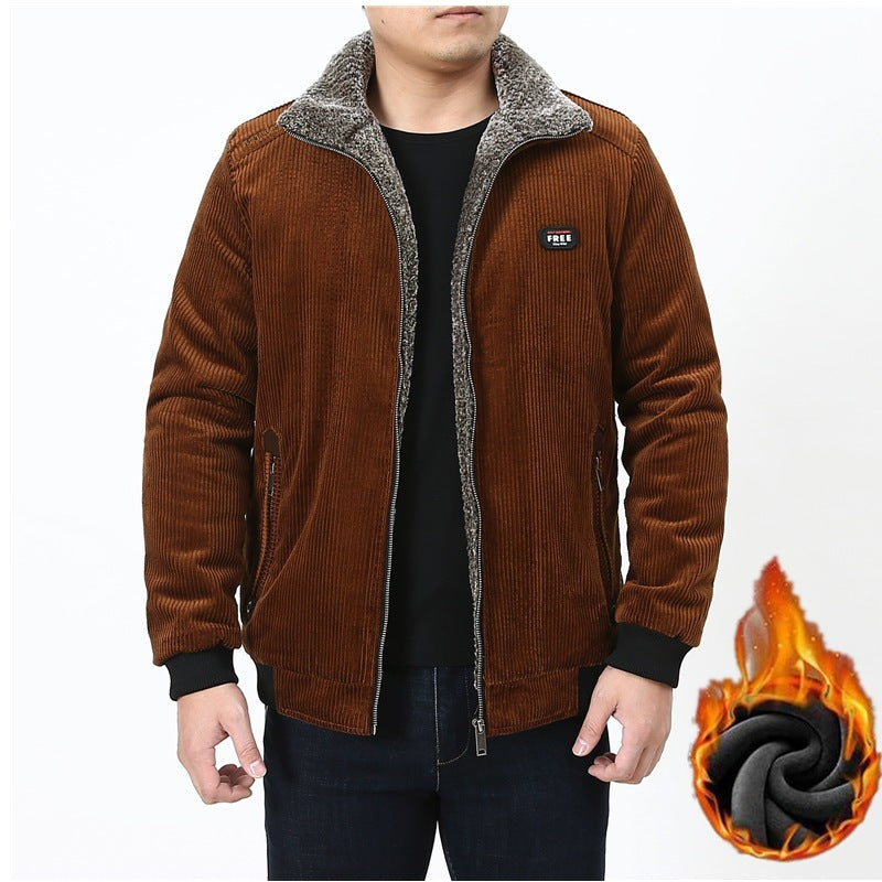 Herren Cord‑Fieldjacke mit kuscheliger Teddyfleece‑Innenlage und Stehkragen Echoarchiv