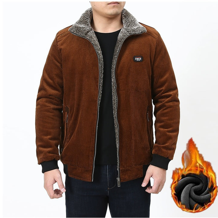 Herren Cord‑Fieldjacke mit kuscheliger Teddyfleece‑Innenlage und Stehkragen Echoarchiv
