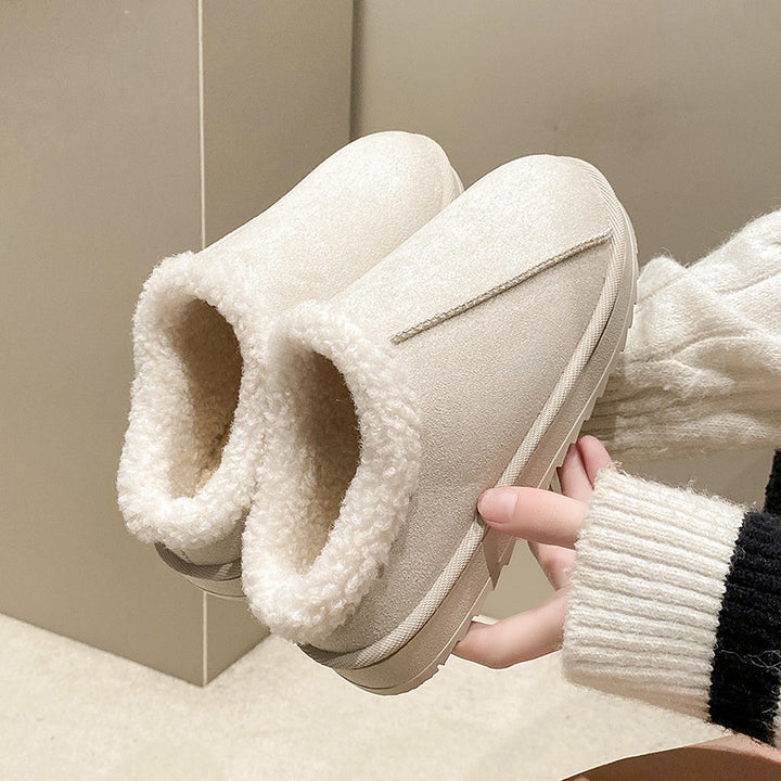 Damen Gefütterte Winter‑Slipper mit Kunstfellbesatz und profilierter Gummisohle Echo Archiv