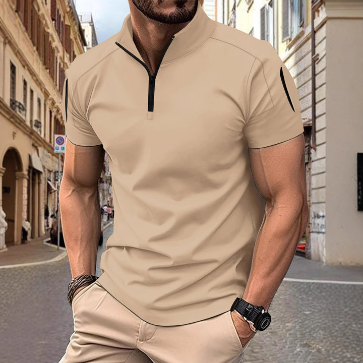 Herren Sportliches Kurzarm-Zip-Hemd Echoarchiv
