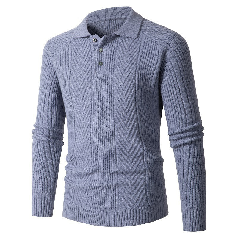 Herren Strickpullover mit klassischem Rautenmuster und Knopfleiste Echoarchiv