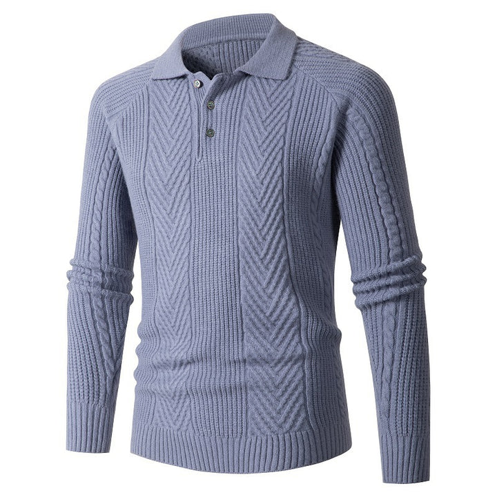 Herren Strickpullover mit klassischem Rautenmuster und Knopfleiste Echoarchiv
