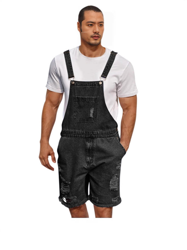 Herren Lässige Denim-Latzhose im distressed Look Echoarchiv
