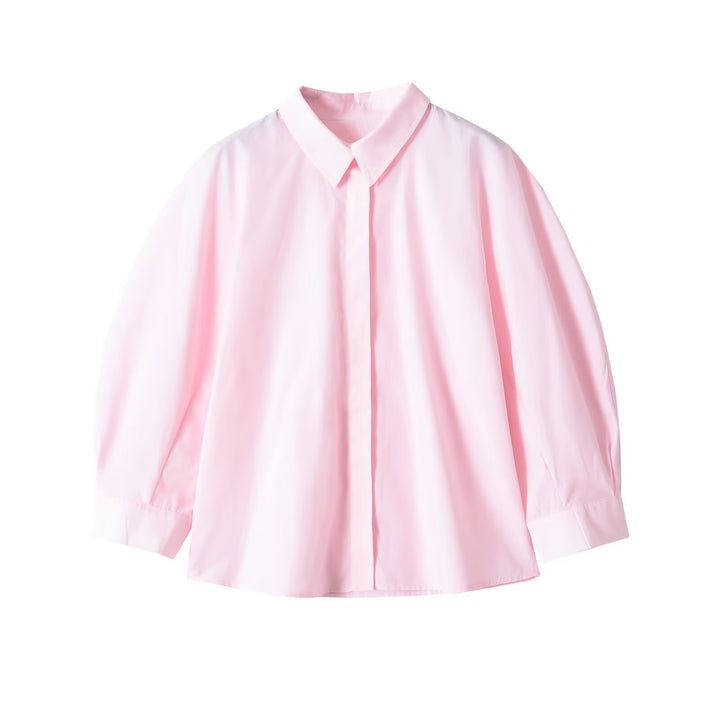 Damen Oversize Bluse mit Stehkragen und verdeckter Knopfleiste Echo Archiv