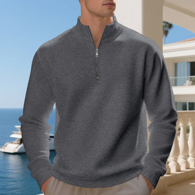 Herren sportlicher Pullover mit halbem Reißverschluss und atmungsaktiver Struktur Echoarchiv