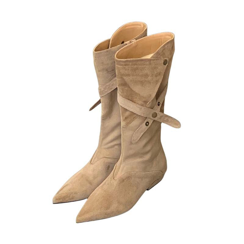 Damen Modische Stiefeletten aus Wildleder mit Wickel-Design Echo Archiv